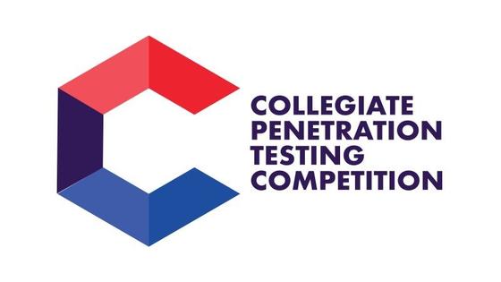 Large letter C in red and blue, with text: "Collegiate Penetration Testing Competition"